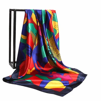 Fashion Tørklæder Til Kvinder Blød Silke Satin Sjal Tørklæde Kvindelige Picasso-Maleri Abstrakte Print Hijab Tørklæder Til Damer Girl90x90cm images