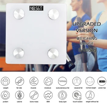 Fedt På Kroppen-Gulvtæppe Skala Badeværelse Smart Skala Trådløse Digitale Vægt, Kropssammensætning Analyzer Med Smartphone-App ' En Bluetooth - images