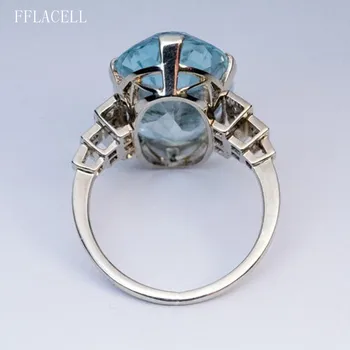 FFLACELL Nye Mode Oval Blå Krystal Zircon Ring Kvindelige Part Smykker Gaver images
