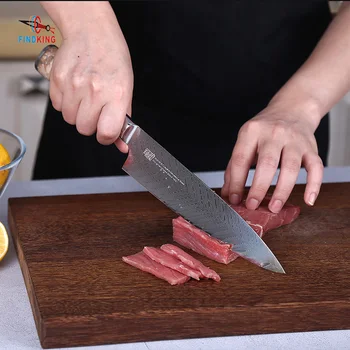 FINDKING køkken chef knive Japansk AUS-10 damaskus stål Sapele træ håndtag damascus kniv 8 tommer kokkens kniv 67 lag images