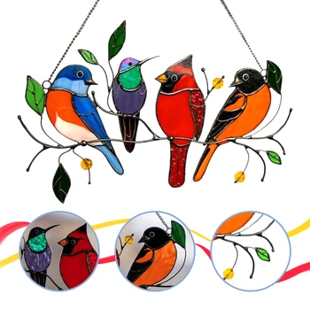 Fugle på En Wire glasmaleri Hængende Fugl Serie Indretning Pynt Til Vinduer, Døre Værelses Hjem Dekoration images