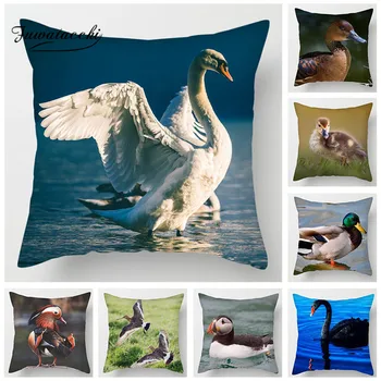 Fuwatacchi White Swan pudebetræk Dyr Pudebetræk til Sofa Hjem Stol 45*45cm Dekorative Mandarin Duck pudebetræk images