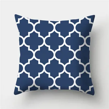 Geometrisk Pude Dække 45x45 Polyester Blå Grå Pude Dækker Dekorative sofapuder Smide Pude Home Decor Pudebetræk images