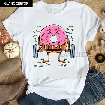 Harajuku kortærmet T-shirt Donut Vægtløftning For Kvinder T-Shirt Kvinder koreansk Stil Tshirt Mode Tees Top images