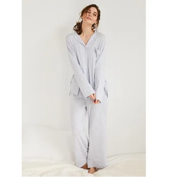 Hjem Shirt Bukser Gelato Pique Loungewear Pijama Conjuntos De Mujer Pyjama Pour Femme Japansk Modal Homewear Fuld Længde images