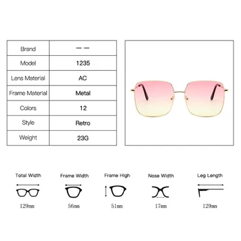 HKNA Alloy Square Solbriller Kvinder Luksus Mærke Overdimensionerede Solbriller Retro Gradient Spejl solbriller til Mænd Vintage Oculos images