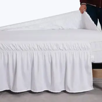 Hotel Bed Nederdel Wrap Omkring Elastisk Bed Shirts Uden Seng Overflade Twin /Fuld/ Queen/ King Size 38cm Højde for Home Decor Hvid images