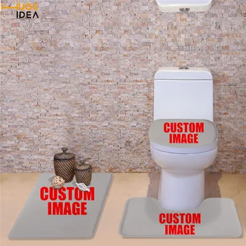 HUGSIDEA Sort med Røde Akatsuki Art Design Hjem Sæt 3stk Toilet sædebetræk Skridsikker bademåtte Toilette Kommode Pad Låg Dækker images