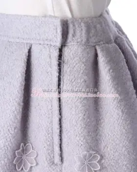 Japan L*Z LISA uld blandet broderi bølge hemline nederdele images