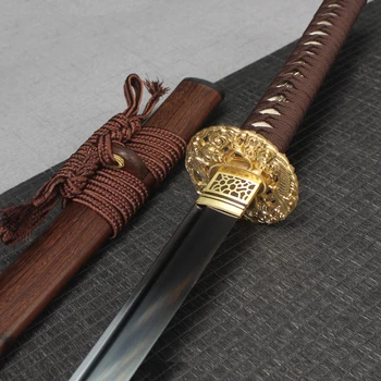 Japansk Samurai-Katana-1060 Stål Klinge Med Stærke, Fleksible Knivskarpe Rigtige Sværd Håndlavet Full Tang 41 Tommer Palisander Saya images