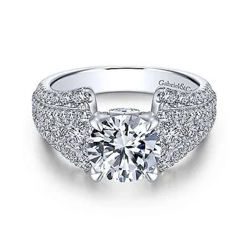 Klassiske Super Lysende Runde Zircon Med Hvid Krystal Ring For Kvinder Parti Vielsesring Tous Originale Smykker Størrelse 6-10 images