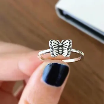 Koreanere INS Stil Mini Butterfly fine Ringe Til Kvinder Vintage 925 Sterling Sølv Smykker images