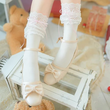 Lolita store blonde sokker kvindelige bomuld sokker Lolita lace strømper i qiu dong sløjfeknude Japansk sokker images