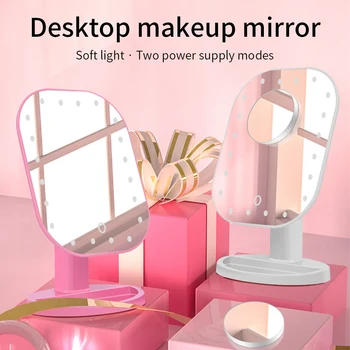 Makeup-Spejl Led Forstørrelsesglas makeup-Spejl med Lys Forfængelighed Gøre op Grossissant 10X Opbevaring Bruser Spejle Touch Screen Miroir images