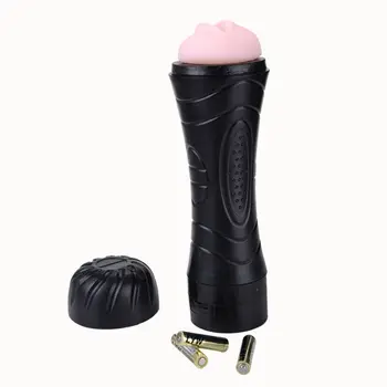 Mandlige masturbator vibrerende cup kunstige silikone realistisk fisse vaginal munden suge squeeze mandlige sex toy voksen produkter images