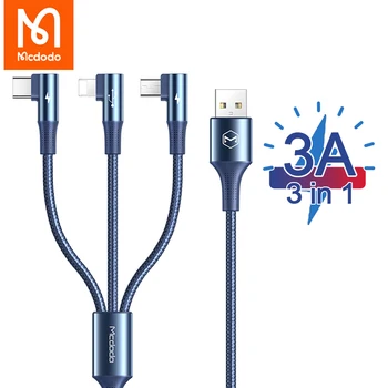Mcdodo 3-i-1-USB Type C Kabel-3A Hurtig Oplader Til iPhone 11 12 Pro Xs X 7 8 Huawei Redmi Samsung Multi Hurtig Oplader Data Ledning images