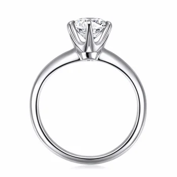 Med Certifikat 18K RGP Stempel Ren Solid Hvid Guld Solitaire Ring 1,0 ct Lab Diamant Bryllup Ringe Til Kvinder Sølv Ring 925 images