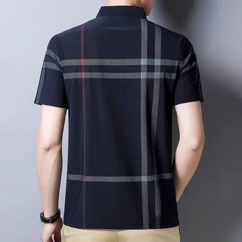 MIACAWOR Nye Sommer Short Sleeve Tee shirt Homme Plaid Polo Shirts til Mænd Slim Fit Afslappet Camisa Polo Camisa Masculina T989 images