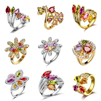 MINHIN Høj Kvalitet Bryllup forlovelsesringe til Kvinder Guld Sølv Forgyldt Zircon Ringe Part Smykker images