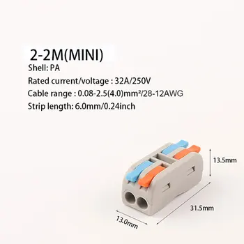Mini Universal Splitter El-Kabel Stik til Mini Hurtigt Pin Ledning, Stik Til Hjemmet Led-Belysning Push-in Terminal Blok images