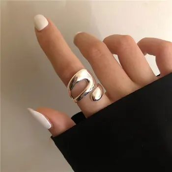 Minimalistisk 925 Sterling Sølv Ringe for Kvinder Mode Kreative Hule Uregelmæssige Geometriske fødselsdagsfest Smykker Gaver images