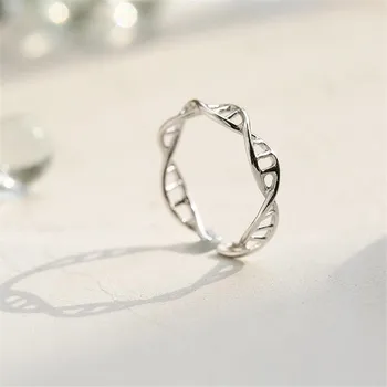 Minimalistisk Kvinder Ringe til Kvinde Justerbar DNA-Kemi Molekyle Ringe Dobbelt Helix Ring Par Bruden Bryllup Smykker images