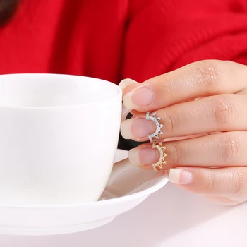 Mode stil Kvinder Finger-Finger Ring Crown Design Zircon Åben Ring Boheme-Charme Pige Smykker Tilbehør Gave Fingerspids Ring images