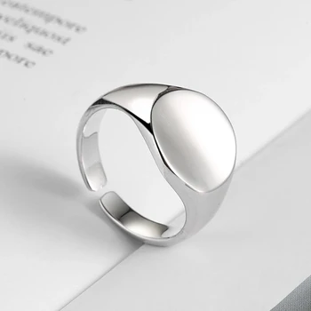 Mode Uregelmæssig Kreds Geometriske 925 Sølv Justerbar Størrelse Finger Ring For Kvinder Parti Smykker jz272 images