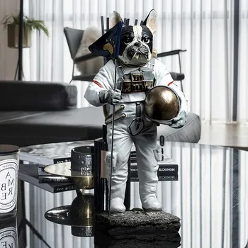 Moderne Astronaut Art Skulptur Harpiks Dog Statue Spaceman Abstrakt Figur, Boligindretning Tilbehør Håndværk, Indretning Af Stue images
