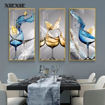 Moderne Minimalistisk Vin Glas Hængende Maleri Restaurant Sejlads Dekoration Maling Spisesalen Vin Kabinet Væg Kunst Plakat images