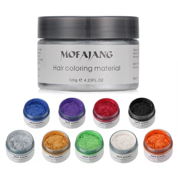Mofajang Farve Hair Voks Styling Pomade Sølv Bedstemor Grey Disponible Naturlige Hår Stærk Gel Creme hårfarve for Kvinder, Mænd, 120g images