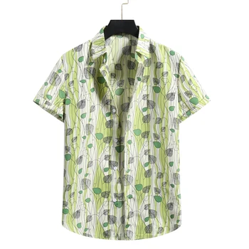 Mænd cardigan med korte ærmer Hawaiian beach blomst T-shirt til mænd med høj krave T-shirt, mænds tøj, trend afslappet og behagelig images