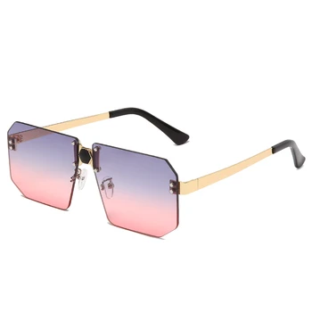 Ny Mode Uindfattede Solbriller Luksus Mærke, Design Kvinder Mænd Metal Kvadrat Sol briller UV400 Shades Brillerne, oculos de sol images