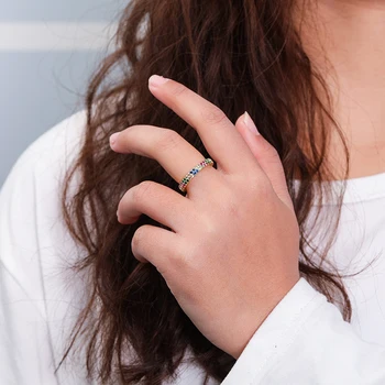 Nye AAA Cz Zircon Europa Ringe Dobbelt Regnbue Krystal Ringe Til Kvinder, Trendy Smykker og Accessories Engros Bryllup Band images