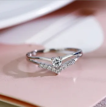 Nye Enkle Smykker Zircon Sæt Diamant Damer Engagement Brude Legering Ring Ring Tilbehør images