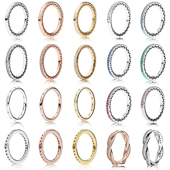 NYE Hot Salg 925 Sterling Sølv og 14 Guld Farve Pan Ringe Til Kvinder, Smykker, Guld Dråber Af Mode, DIY Bryllup Ring images