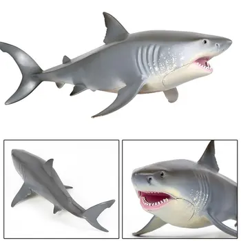 Ocean Simulering Toy Ornament Marine Animal Store Hvide Haj Undersøiske Verden Realistiske Stil Plastik Legetøj For Børn images
