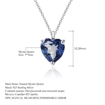 PERLE ' S BALLET til 1,18 Ct Naturlige Blue Mystic Kvarts Vedhæng Til Kvinder Smykker 925 Sterling Sølv Hjerte Gemstone Halskæde Smykker images