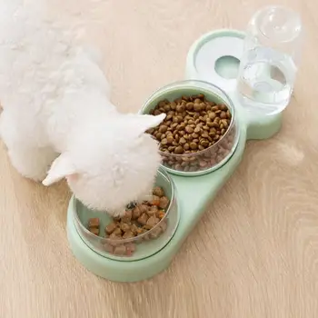 Pet Vand Dispenser Kat Automatiske Arkføder Plast Dog Vandflaske Mad, Vand Dispenser Pet Feeding Bowl Med 3 Skåle Til Hund Kat images