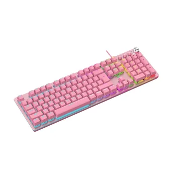 Pink Gaming Sæt Mekaniske Tastatur Øretelefon Kombinationer Mus Mekanisk Grønne knap Keybaord 3200DPI Kabel USB-Mus, Headset images
