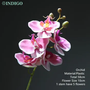 Pink Orkideer DIY Blomst Arrangment Bonsai (5 Orchid +5 Blade+Moss +Pot) Phalaenopsis Tabel Centerpiece Hjem Dekoration INDIGO images