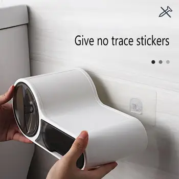 Plast Toilet Dispenser Toiletpapir Holder Badeværelse Papir Tissue Box Vægmonteret Rulle Papir Opbevaringsboks Gratis Stansning images