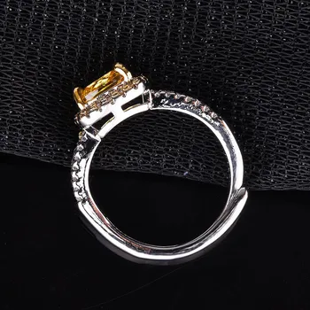 QTT Kvinder Square Cut Zircon Sten Ringe 925 Sterling Sølv, To Tone Krystal Bryllup Brude Ring Resizable Ring Trendy Smykker images