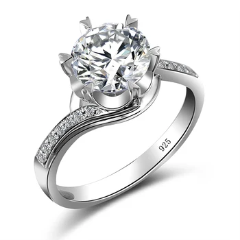 Real 2ct Moissanite Ring Kvinder 925 Sterling Sølv Evighed vielsesringe Diamant 6 Gren Indstillinger Handmde Mode Smykker Ny images