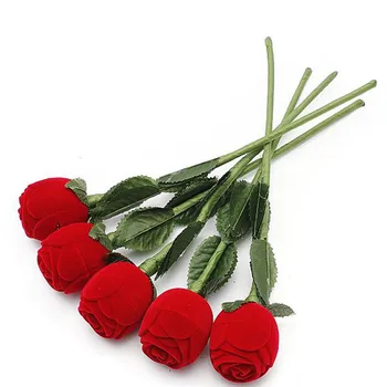Romantisk Og Elegant Rød Rose Ring Kasser Mode Øreringe Ring Smykker Gaveæske Bryllup Kæreste Gave images