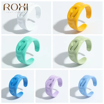 ROXI Farverig Emalje Geometriske Hjerter Åbne Ringe til Kvinder, Piger koreanske Candy Farver Sommer Smykker Gave Kvinder Ringe Anillos Ins images