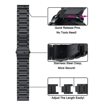 Rustfrit Stål Band For Ticwatch Pro 3 Gps-2021 2020 2019 E2 S2 Gtx 4g 2 e Armbånd Urrem 20mm 22mm Smart Ur Armbånd images