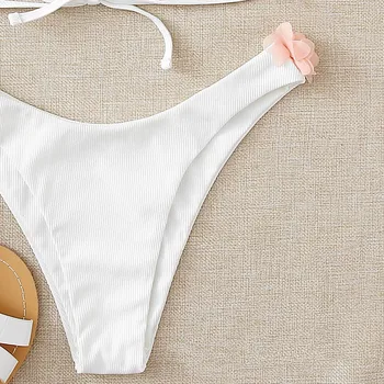 Sexede Bikinier 2021 Nye 3D Blomst Badetøj Solid Bikini Bandage Badedragt g-streng Bikini Sæt Kvindelige Badende Bære Push Up Micro Bikini images
