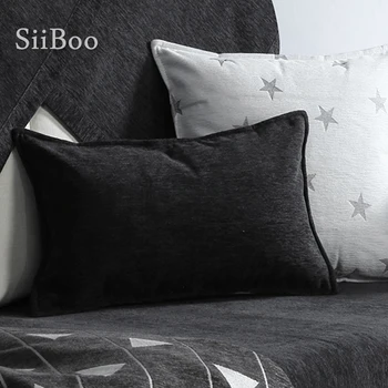 Siiboo sort og hvid labyrint mønster trykt chenille stof sofa dække med nonslippery prik på bagsiden moderne klassiske sp6301 images