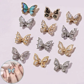 Skinnende Rhinestone Negle Udsmykning DIY 3D Krystaller Flyvende Ryster Butterfly Nail Decor Charms Smykker Til Søm Kunst Tilbehør images